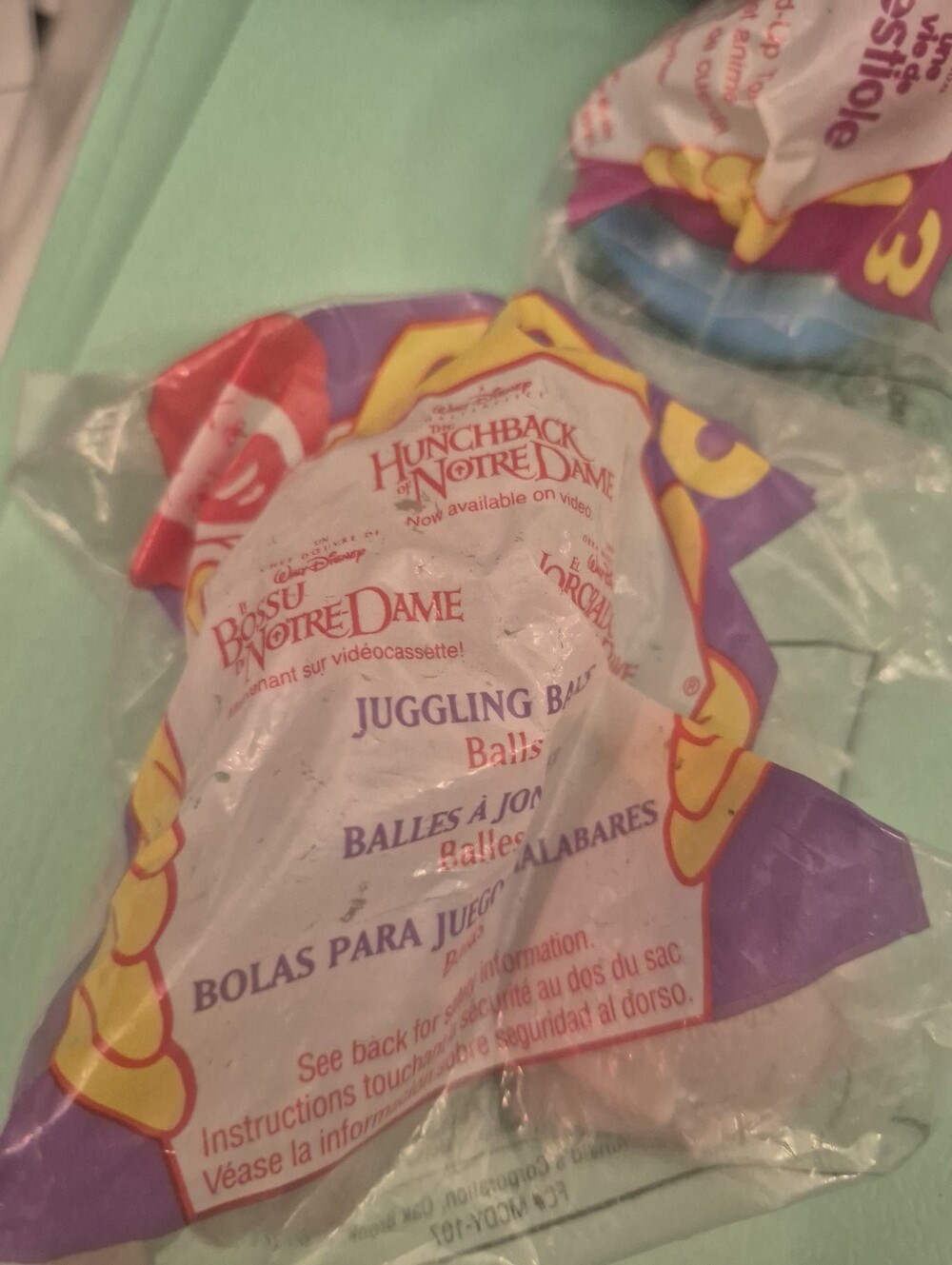 McDonald's Hunchback of Notre Dame Purple, Yellow & Red Juggling Balls Toy